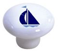 Carolina Hardware And Decor 1615 Navy Light Blue Sailboat Ceramic Cabinet Drawer Knob 