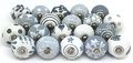 Zoyas Grey White Hand Painted Ceramic Knobs Cabinet Drawer Pull By 6 