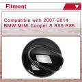 Hecasa Fuel Gas Tank Cap Cover For 2007-2014 Bmw Mini Cooper S R55 R56 Black Covers Trim