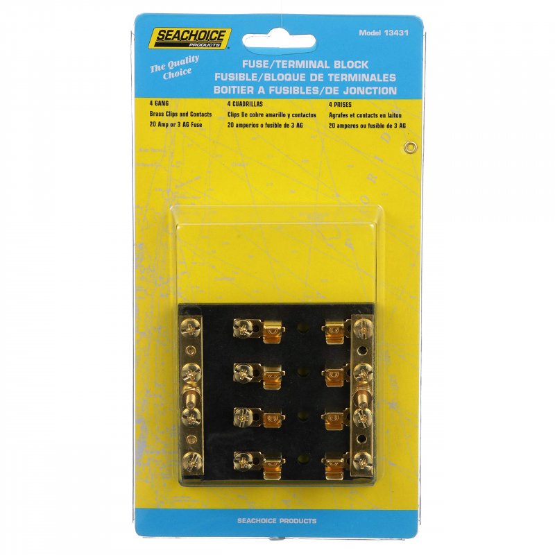 Seachoice 4-gang Fuse And Terminal Block Brass Clips Contacts Sfe 20 Amp Of 3ag