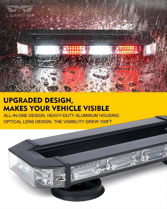 Led Rooftop Strobe Beacon Light Bar With Magnetic Mount Red White Emergency Warning Safety Caution Lights For Construction