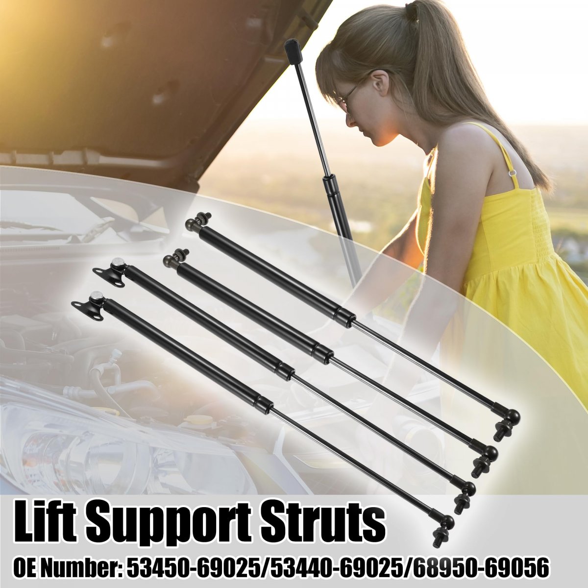 4pcs Front Hood Rear Liftgate Lift Support Gas Struts Spring Shock For Toyota Land Cruiser 100 Series 1998-2007