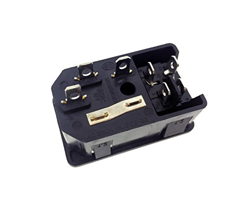 3 Pin Iec320 C14 Power Socket With Red Rocker Switch And Fuse Holder Ac 250v 10a Male Plug Inlet Connector Neon Lamp 2 Pack