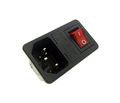 3 Pin Iec320 C14 Power Socket With Red Rocker Switch And Fuse Holder Ac 250v 10a Male Plug Inlet Connector Neon Lamp 2 Pack