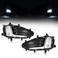 Hecasa Pair Led Fog Lights W Bezel For 2019-2024 Ford Edge Sel St Titanium Front Bumper Lamp Clear Lens Black Silvery Bezel 