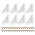 Uxcell 8pcs Angle Corner Brackets 66mm X Cold Rolled Steel Braces Joining Support With Screws For Desk Bed Edge White