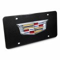 Ipick Image Uv Textured Graphic 100 Real Black Carbon Fiber License Plate Cadillac Crest Logo