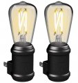 Westek Led Vintage Night Light Matte Black 2 Pack Edison-style Plug In Wall Dusk To Dawn Old-fashioned Design Decorative Lights 