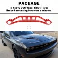 Kuafu Strut Tower Brace Compatible With 2008-2023 Dodge Challenger Front Twin Tube Design Red Steel Powder Coated