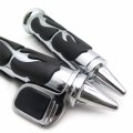 Httmt- Chrome Flame Spike Handle Bar Grip 7 8 Throttle Boss Compatible With Suzuki Kawasaki P N Mt291-007d-22