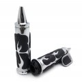 Httmt- Chrome Flame Spike Handle Bar Grip 7 8 Throttle Boss Compatible With Suzuki Kawasaki P N Mt291-007d-22