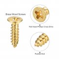 Uxcell Brass Wood Screws M3x12mm Phillips Flat Head Self Tapping Connector For Door Cabinet Wooden Furniture 50pcs