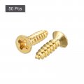 Uxcell Brass Wood Screws M3x12mm Phillips Flat Head Self Tapping Connector For Door Cabinet Wooden Furniture 50pcs