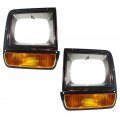 Dodge Ramcharger 1990 Headlight Door Driver And Passenger Side Pair W Amber Lens Chrome Black Replacement For Ch2512135 