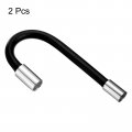 Uxcell 2pcs Foaming Extension Tube Faucet Lengthen Extender Sink Drain Bathroom Flexible Water Hose Adapter Black 50cm