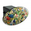 Tropical Birds Parrot Macaw Toucan Pattern Oval Tow Trailer Hitch Cover Plug Insert