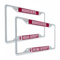 Indiana University Metal License Plate Frame Officially Licensed Mascot 2 Pack Universal Fit Zinc Alloy For Car Standard Size 6 