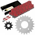 Caltric Red Drive Chain And Sprockets Kit Compatible With Suzuki Lt80 Quadsport 80 2x4 1989-2006