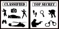 Auto Vynamics Stickerpack-spyset01-20-gbla Gloss Black Vinyl Detailed Secret Agent Spy Sticker Pack Features Multiple 