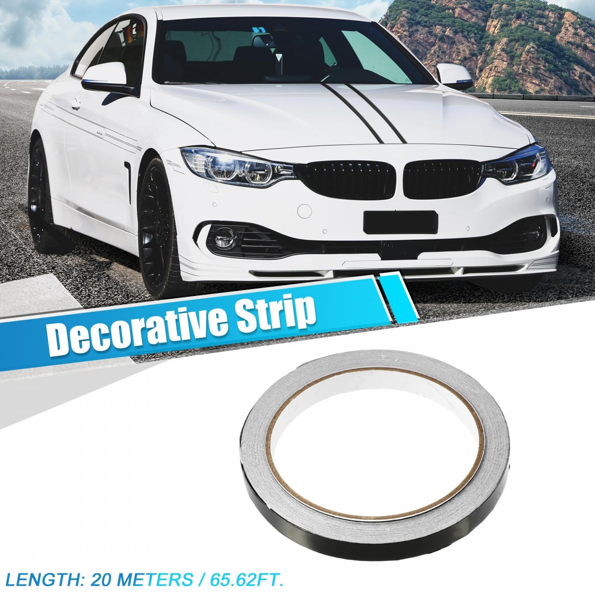 0 39 Width 65 62ft Long Decorative Strips Waterproof Reflective Tape Sticker Warning For Car Motorcycle Boat Black 10mm 20m