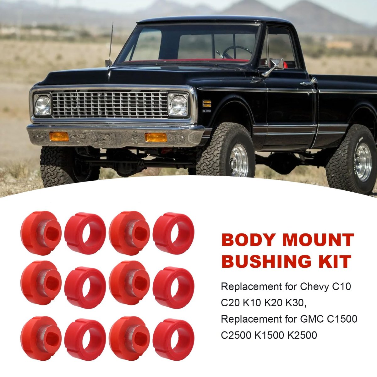 Hoypeyfiy 12 Pcs Body Mount Bushing Kit Replacement For Chevy C10 C20 K10 K20 K30 Gmc C1500 C2500 K1500 K2500