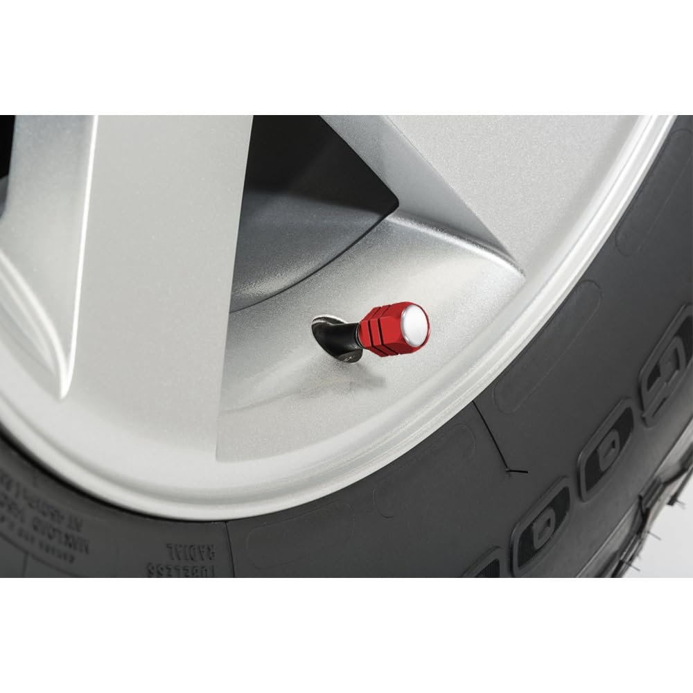 Dodge Srt Hellcat Tire Valve Stem Caps White Logo On Red Hexagon Aluminum Official Licensed Set Of 4 Universal Fit For Car Suv