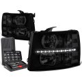 Led Drl Tinted Housing Clear Corner Headlight Lamps Tool Kit Compatible With Chevy Silverado 07-14