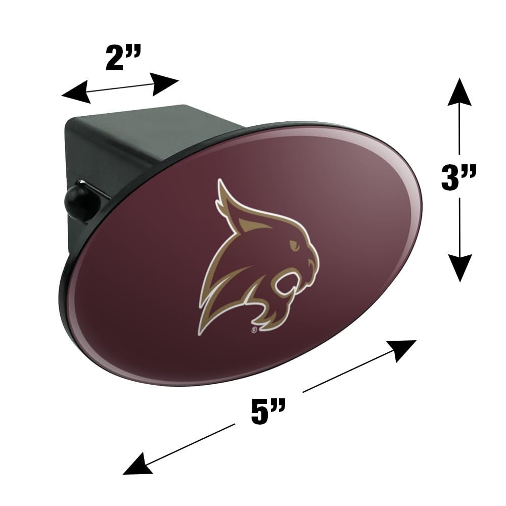 Texas State University Logo Oval Tow Hitch Cover Trailer Plug Insert 2 In Black Abs Plastic Uv Resistant Resin Top Design