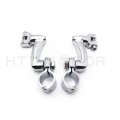 Htt Motorcycle Chrome 360 Degree Adjustable Highway Peg Mounting Kit For Any Bike Equipped With 1-1 2 Inch 1 5 Front Engine