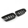 Topteng Double Line Kidney Front Grilles Grill Gloss Black Fit For Bmw E46 Coupe 2-door 1999-2002 Pre-facelift Cabridet 