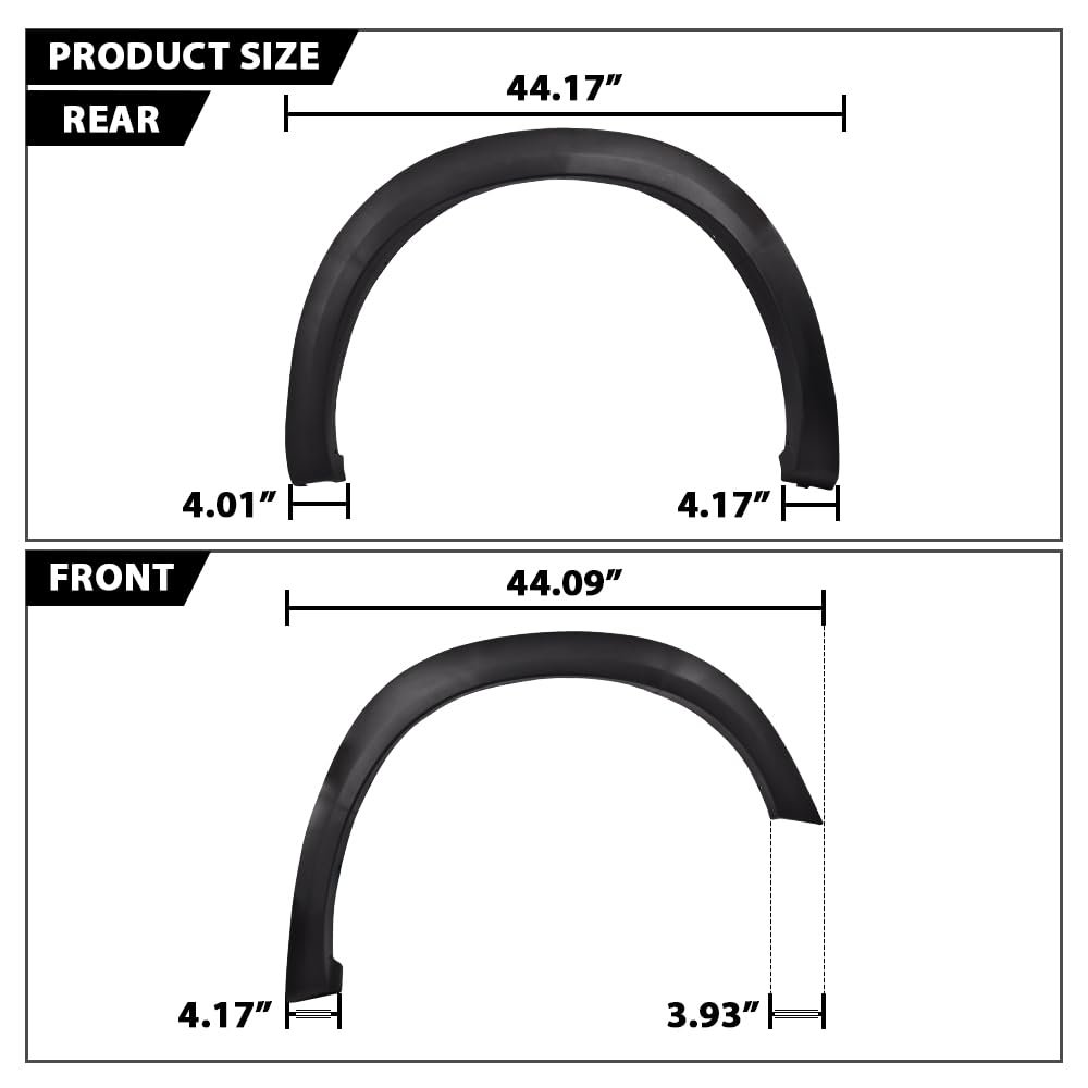 4pcs Fender Flares For Dodge Ram 1500 2009 2018 Textured Factory Style Black Abs Plastic 68054339ab 68054338a