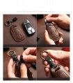 Kunio Car Key Fob Cover Fit For Isuzu New Mu-x X Series Dmax D-max X-terrain Protectivechain Leather Key Holder Accessory 4