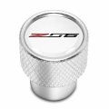 Ipick Image For Chevrolet Corvette C7 Z06 White On Shining Silver Aluminum Tire Valve Stem Caps