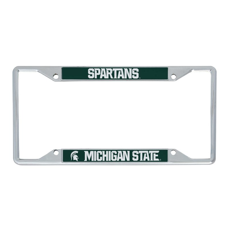 Michigan State University Spartans Msu Metal License Plate Frame For Front Or Back Of Car Officially Licensed Mascot