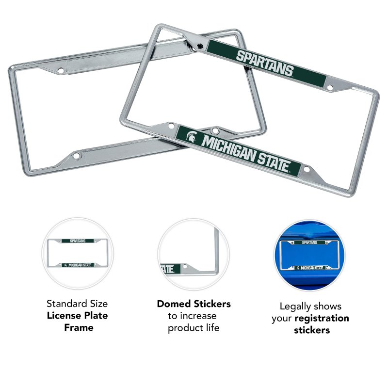 Michigan State University Spartans Msu Metal License Plate Frame For Front Or Back Of Car Officially Licensed Mascot