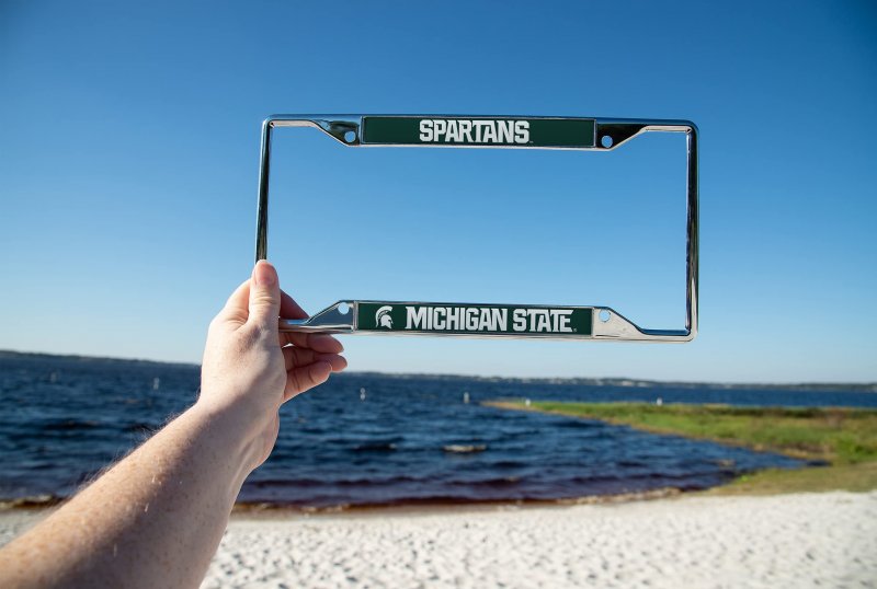 Michigan State University Spartans Msu Metal License Plate Frame For Front Or Back Of Car Officially Licensed Mascot