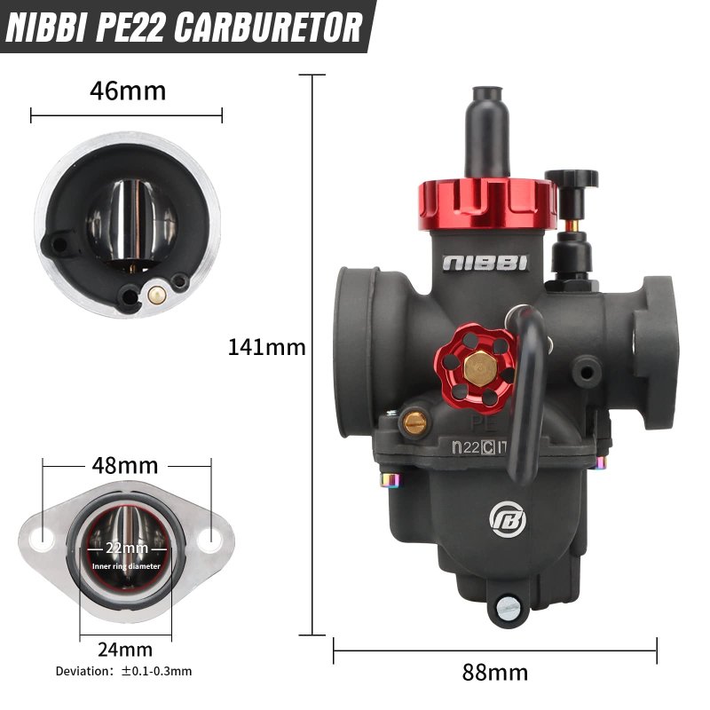Nibbi Pe22fl Carburetor 22mm Fit 110cc 125cc 130cc Flange Motorcycle Engine With Carb Jets For Dirt Pit Bike Mini Motocross