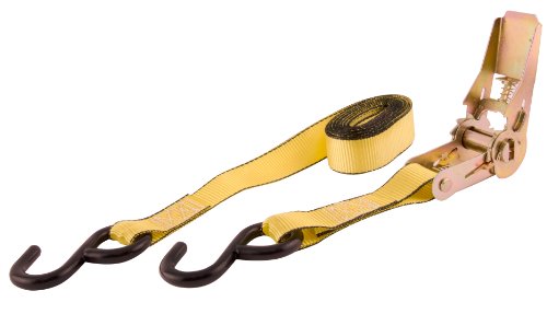 Pack of 2 Erickson 34410 Pro Series Yellow 2 x 10 Rubber Handle Ratcheting Tie-Down Strap, 