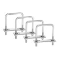 4sets 304 Stainless Steel Square U-bolts 2 44 62mm Inner Width 3 54 90mm Length M8 With Nuts Frame Plate Gasket For Automobiles 