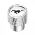 Ipick Image For Ford Mustang Pony In White On Silver Chrome Aluminum Tire Valve Stem Caps