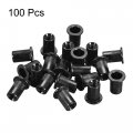 Uxcell M6 Rivet Nuts Carbon Steel Zinc-plated Knurled Flat Head Threaded Insert Nut Black 100pcs