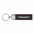 Ipick Image Made For Chrysler Logo Real Black Carbon Fiber Loop Strap Key Chain With Red Stitching