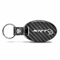 Ipick Image Compatible With Dodge Srt Hellcat Real Carbon Fiber Oval Shape Black Leather Strap Key Chain
