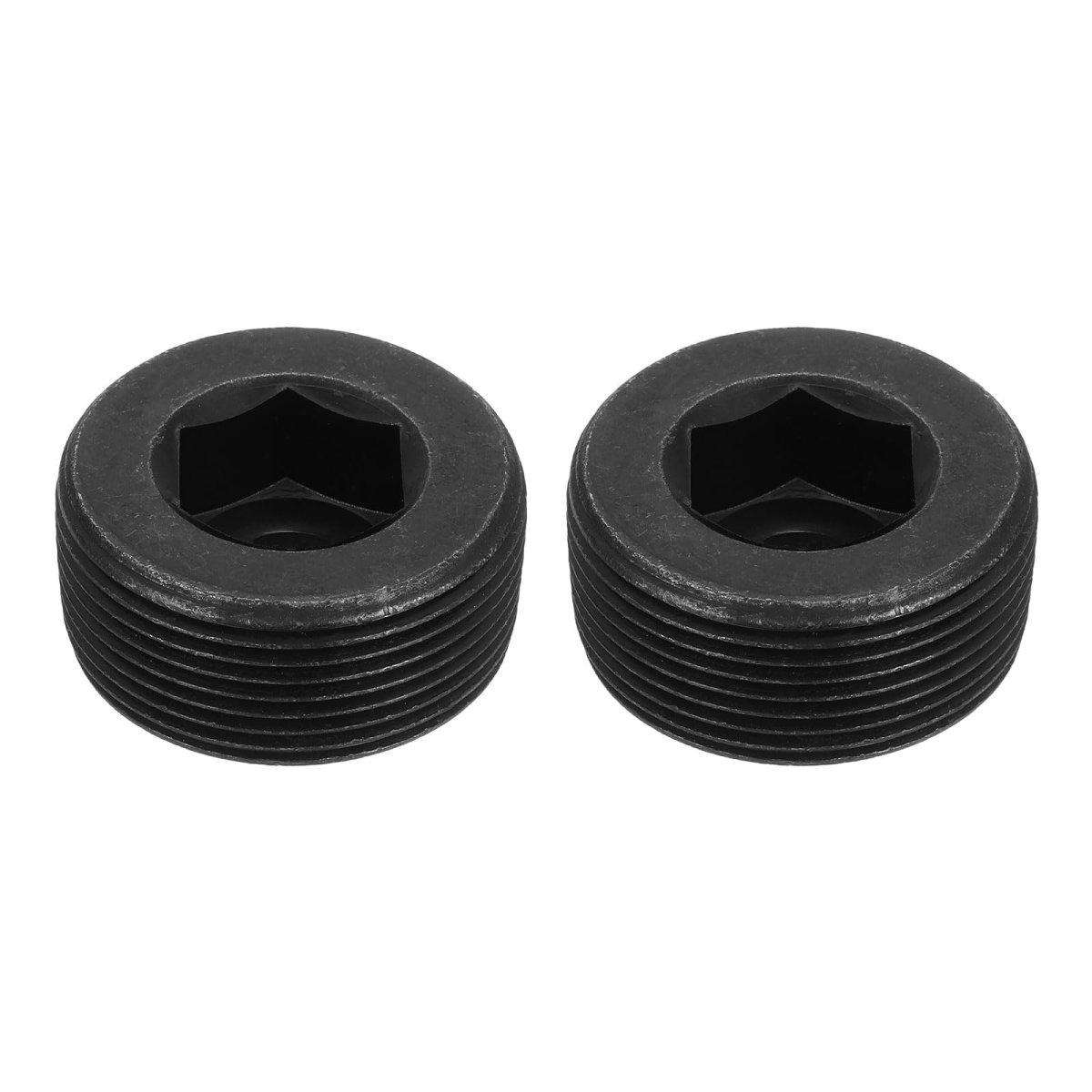 2pcs Male Thread Socket Pipe Plugs Pt 1-1 2 Carbon Steel Internal Hex Caps For Fitting And Sealing Black