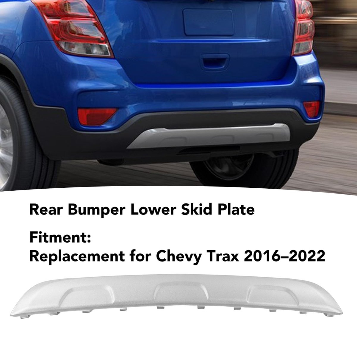Rear Lower Bumper Skid Plate Valance Panel For Chevy 2016 To 2022 Silver Abs Plastic Replacement Guard