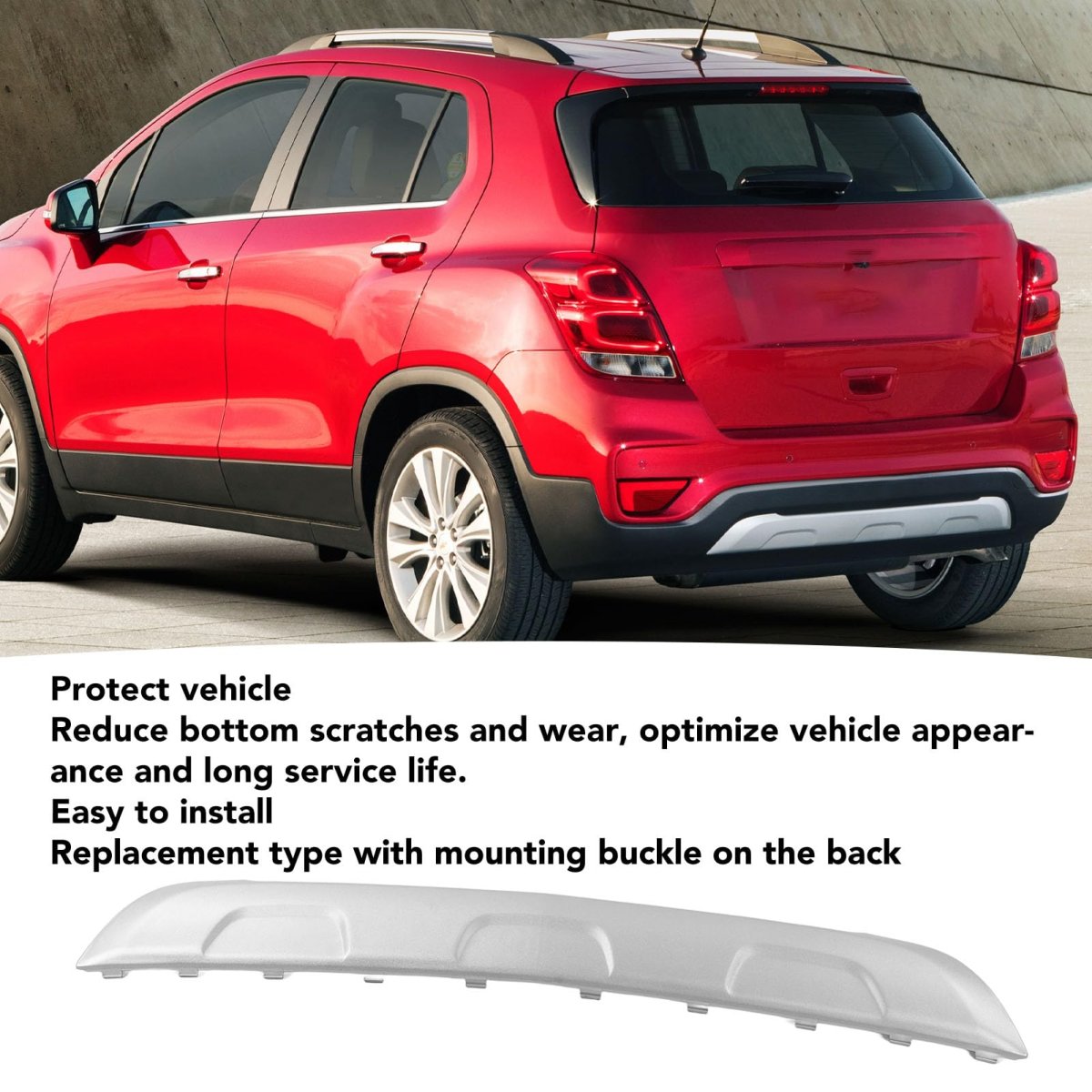 Rear Lower Bumper Skid Plate Valance Panel For Chevy 2016 To 2022 Silver Abs Plastic Replacement Guard