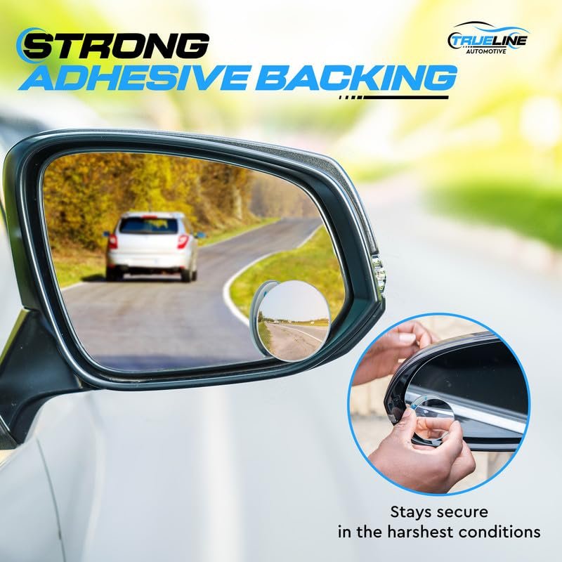 True Line Automotive Blind Spot Mirrors 2 Pack Round Hd Convex Car With Adjustable 360a View Universal Fit Blindspot Mirror For