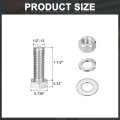 10set Hex Head Screw Bolt 1 2-13 X 1-1 2 304 Stainless Steel Fully Threaded With Nuts Flat Lock Washers Silver