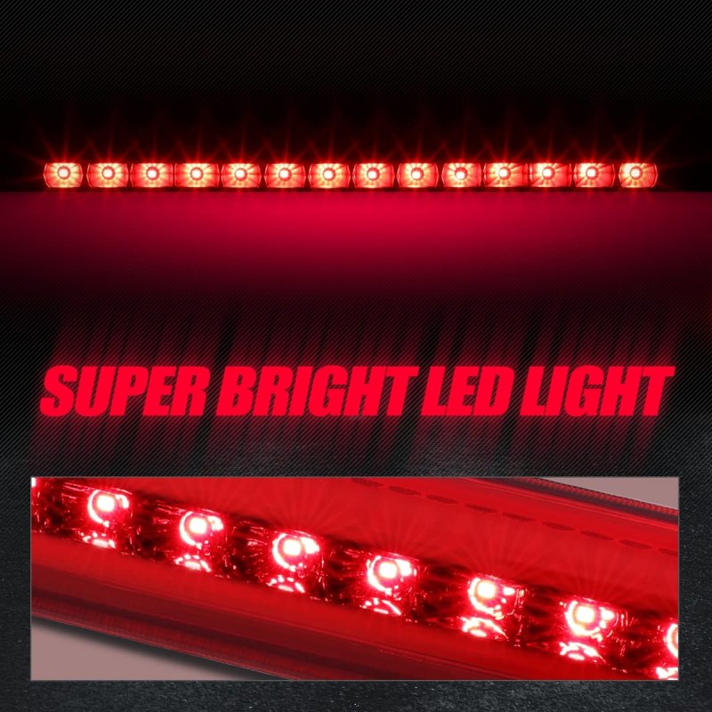 Full Led Third Brake Light For 1998-2007 Toyota Land Cruiser High Mount Stop Rear Center Lamp Red Housing