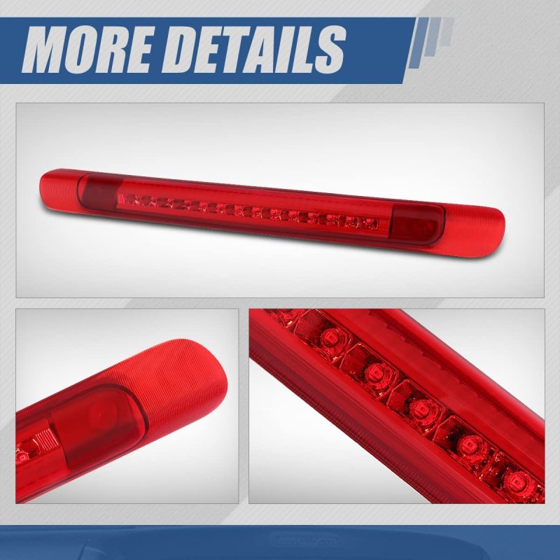 Full Led Third Brake Light For 1998-2007 Toyota Land Cruiser High Mount Stop Rear Center Lamp Red Housing